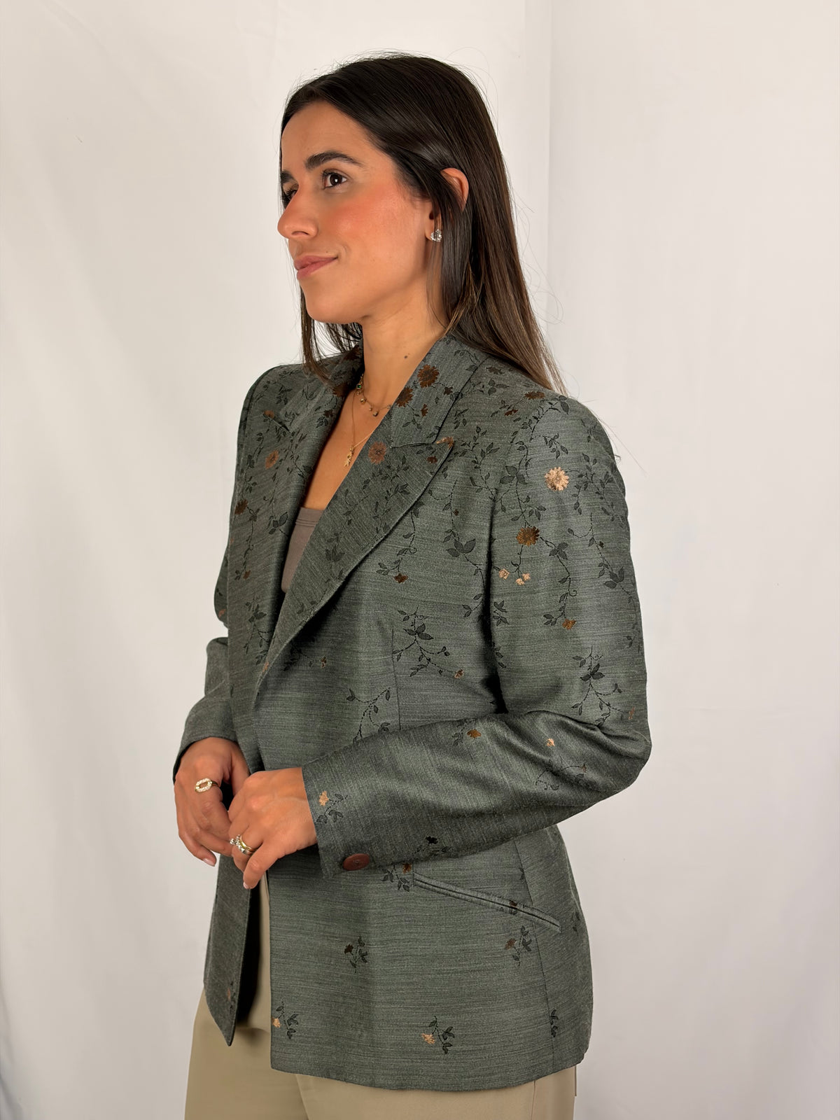 Givenchy Floral Jacquard Blazer, Grey (Vintage) - IT 42