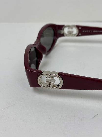 Gucci Oval Interlocking G Sunglasses Burgundy Acetate