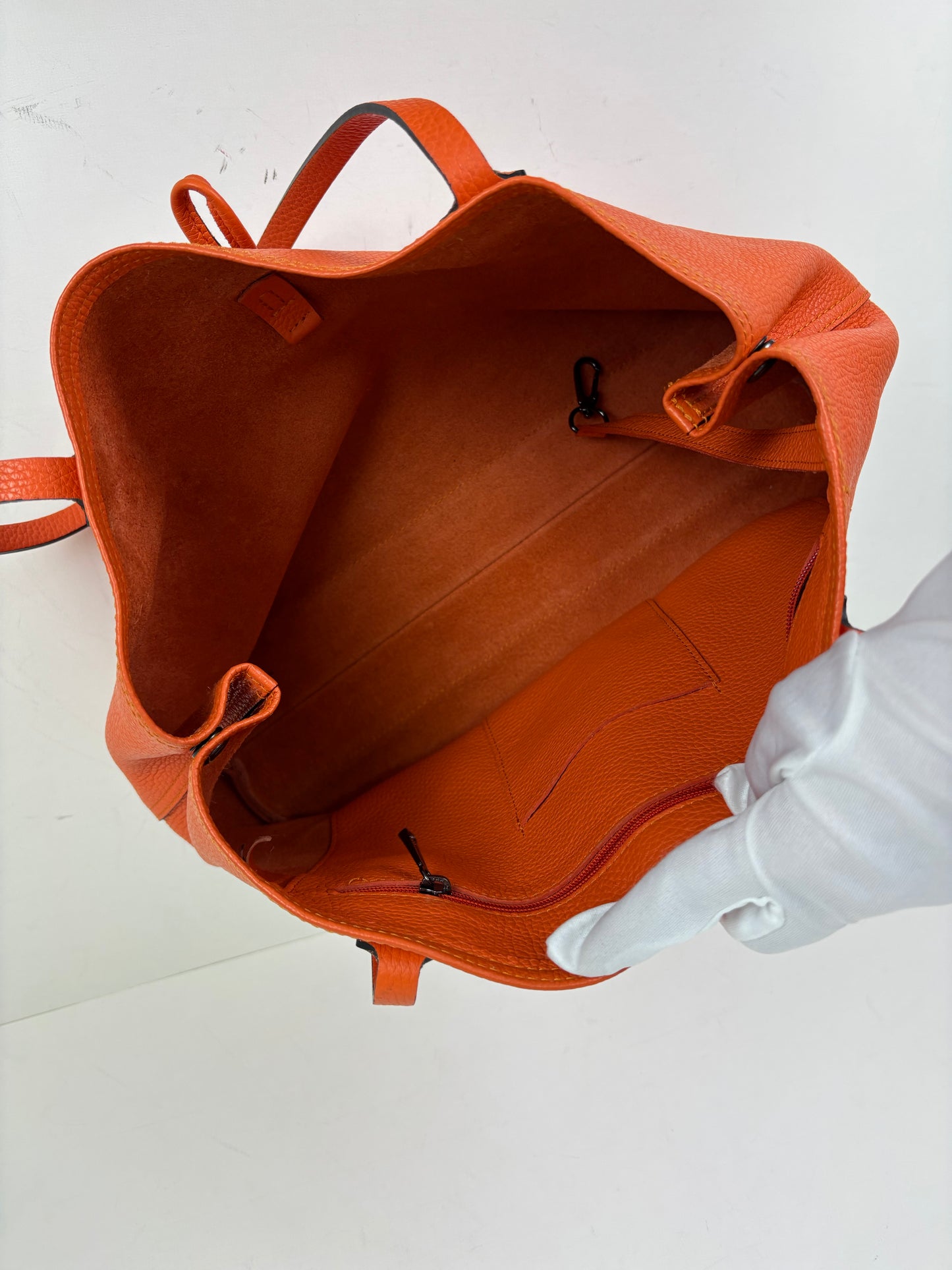 Longchamp Roseau Essential Tote Grained Leather Orange