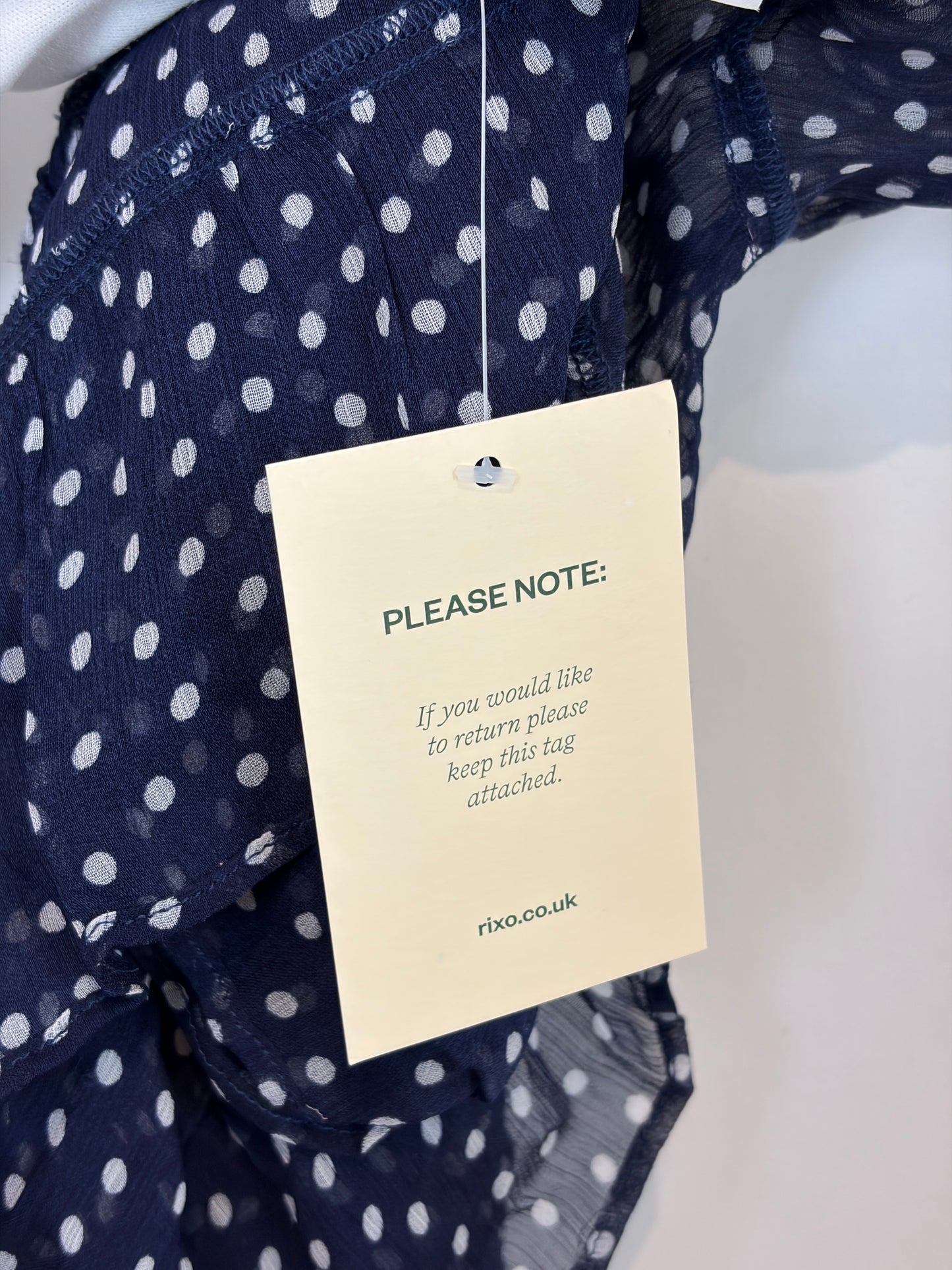 RIXO Navy Polka Dot Midi Dress - XL