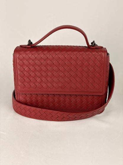 Bottega Veneta Intrecciato Crossbody Bag Burgundy Leather