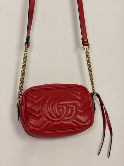 Gucci GG Marmont Small Matelassé Leather Camera Bag - Red