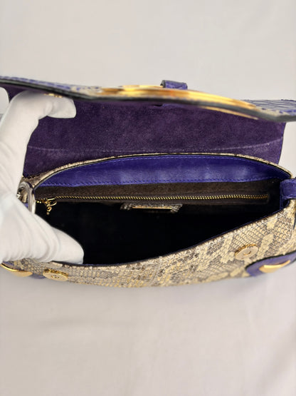 Dolce & Gabbana snakeskin shoulder bag in purple and beige