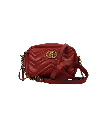 Gucci GG Marmont Small Matelassé Leather Camera Bag - Red