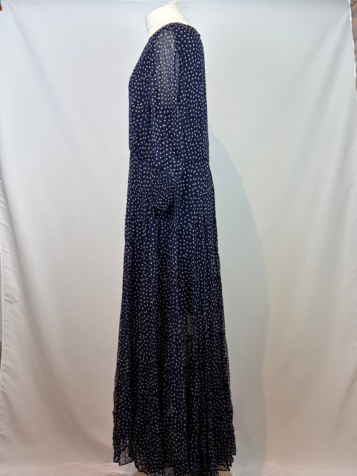 RIXO Navy Polka Dot Midi Dress - XL