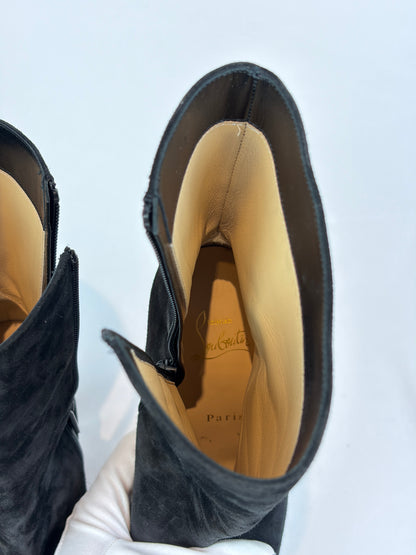 Christian Louboutin Black Suede Pointed-Toe Ankle Boots - 5.5 UK