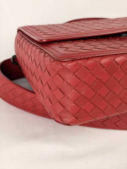 Bottega Veneta Intrecciato Crossbody Bag Burgundy Leather