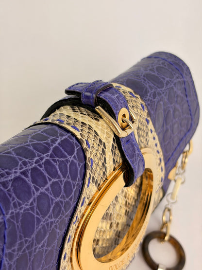 Dolce & Gabbana snakeskin shoulder bag in purple and beige
