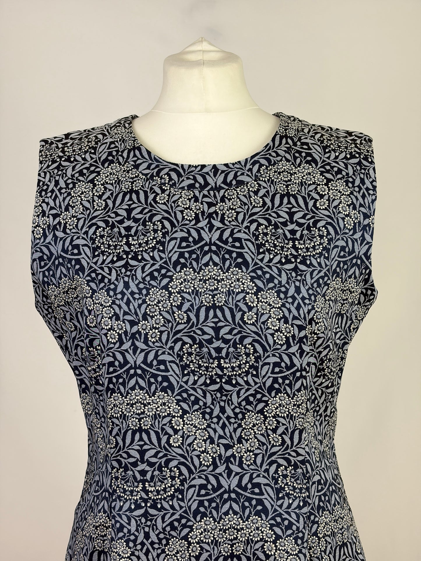 ERDEM Navy Floral Jacquard Midi Dress - 12 UK