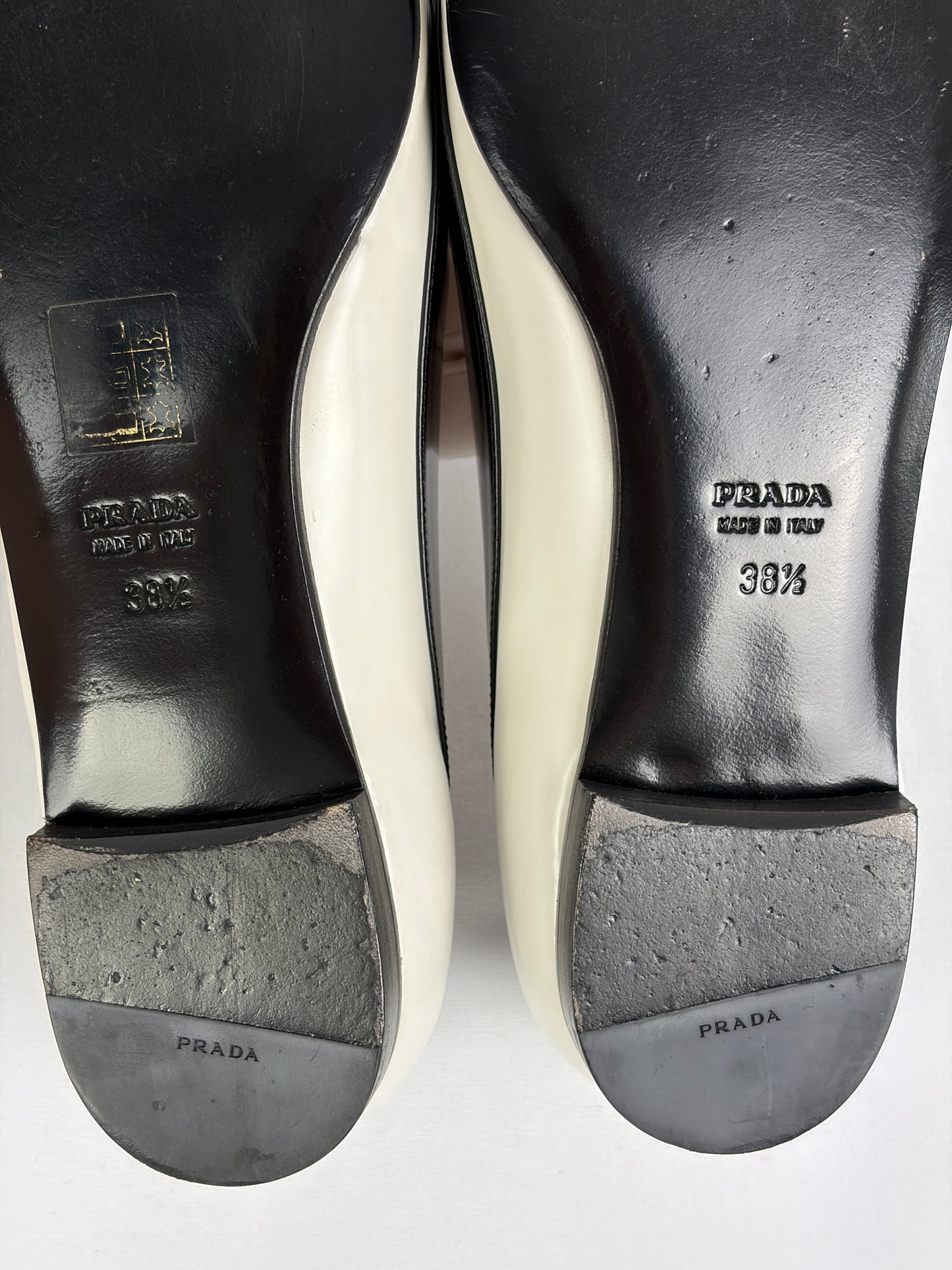 Prada Two-Tone Pointed-Toe Pumps, Black & White Patent Leather - 5.5 UK
