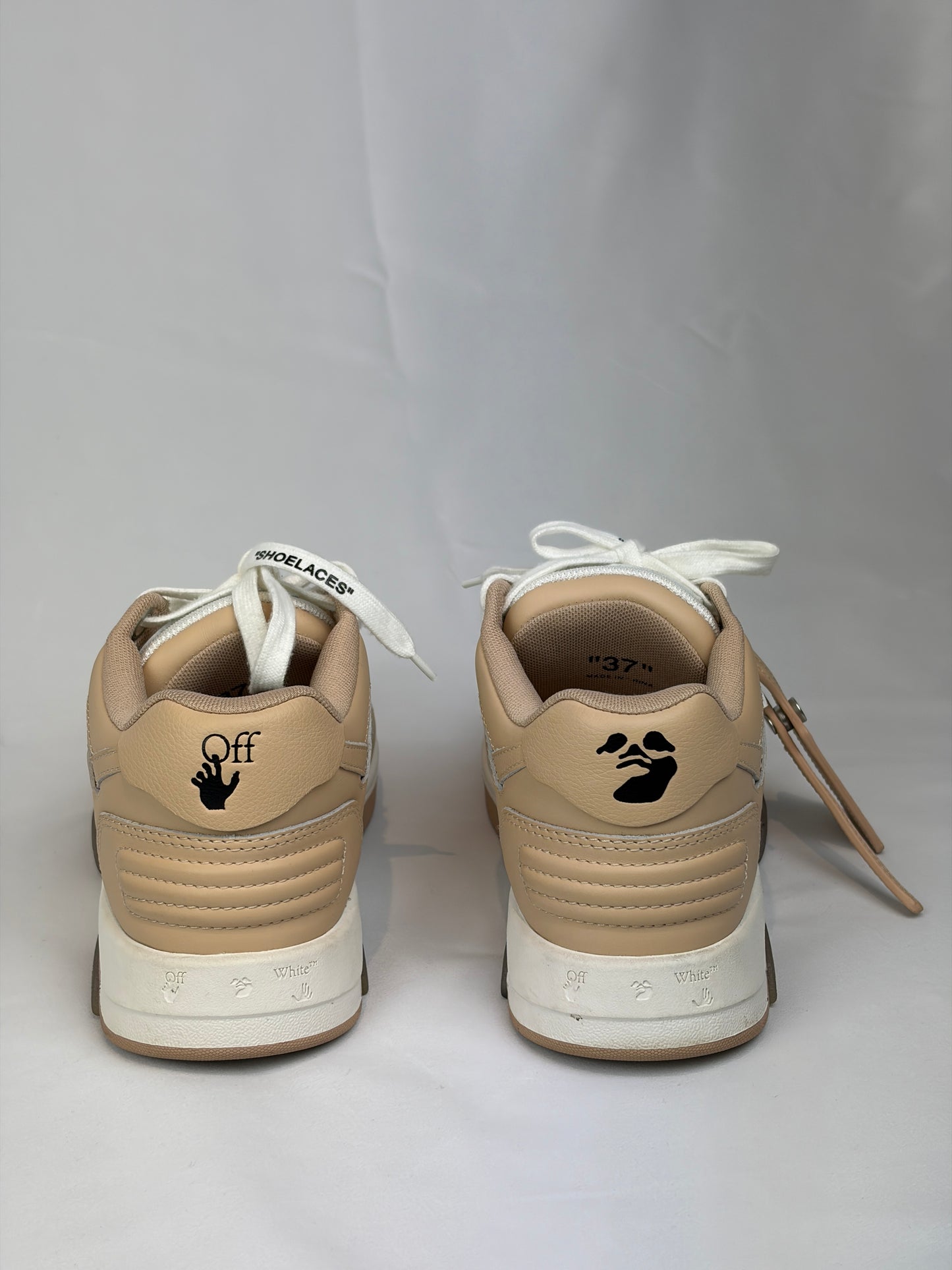 Off-White Out of Office Beige and White Leather Sneakers - 4 UK