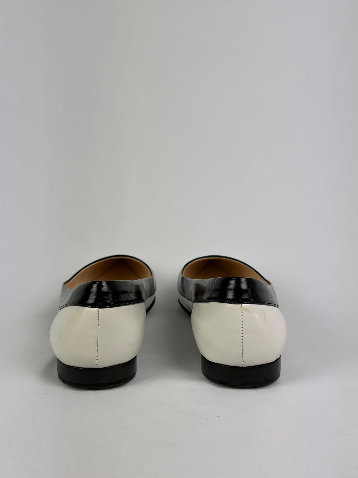 Prada Two-Tone Pointed-Toe Pumps, Black & White Patent Leather - 5.5 UK
