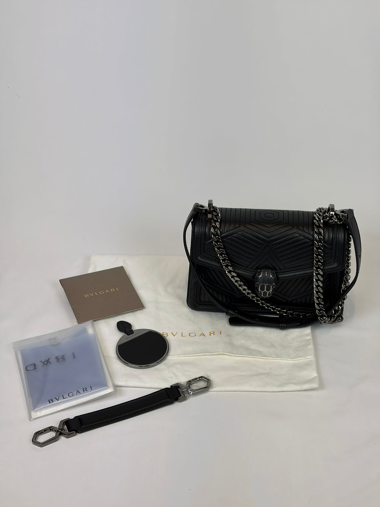 Bvlgari Serpenti Forever Diamond Blast Quilted Leather Shoulder Bag - black