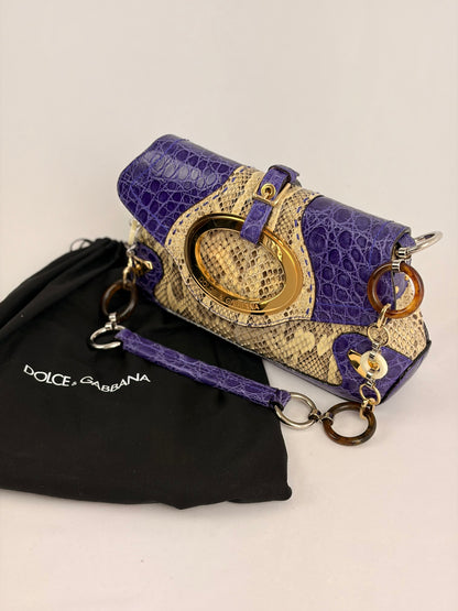 Dolce & Gabbana snakeskin shoulder bag in purple and beige