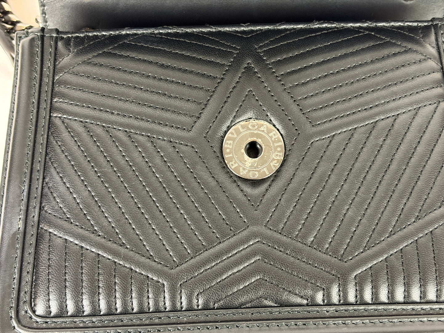 Bvlgari Serpenti Forever Diamond Blast Quilted Leather Shoulder Bag - black