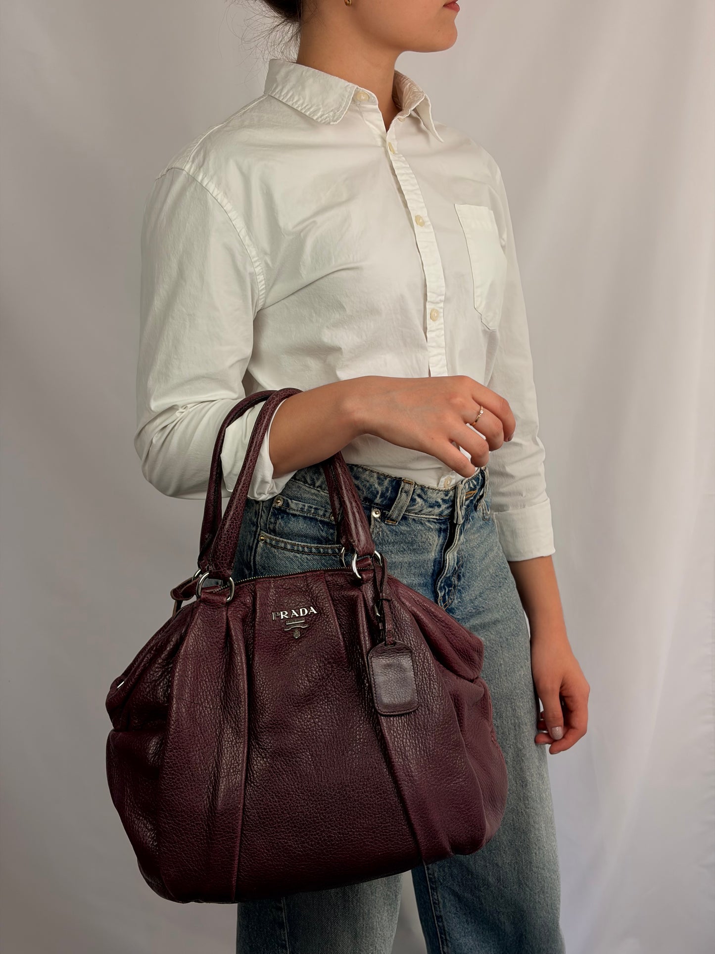 Prada Cervo Antik Bowler Handbag