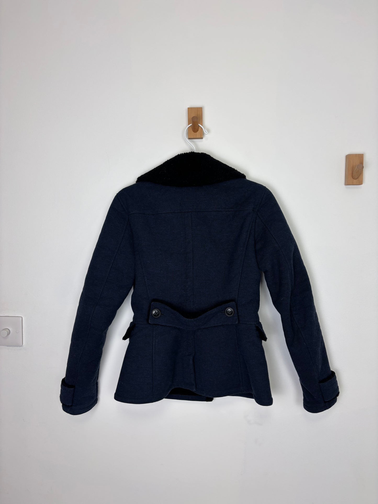 Burberry Brit Sherton Shearling Peacoat Navy Blue - 6 UK