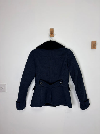 Burberry Brit Sherton Shearling Peacoat Navy Blue - 6 UK