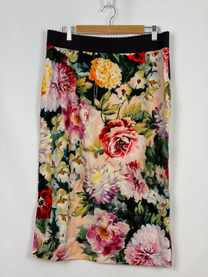 Dolce & Gabbana Silk Floral Print Pencil Skirt - 50 IT