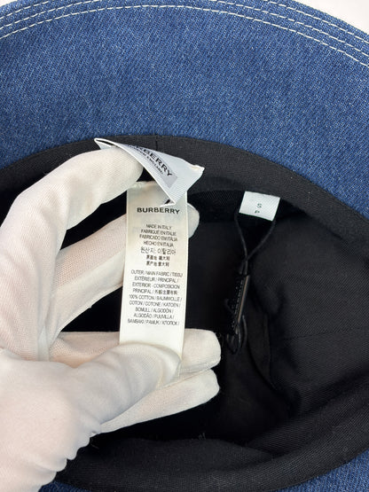 Burberry Indigo Denim Circle Logo Appliqué Bucket Hat - Size S