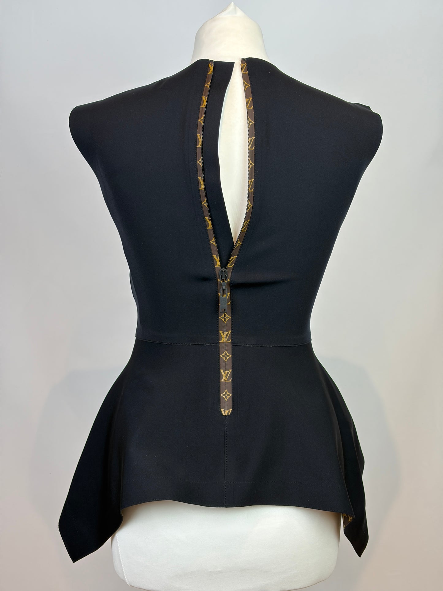 Louis Vuitton Black Polyamide Elastane Peplum Top - 8 UK / S