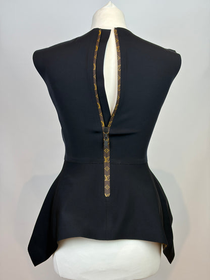 Louis Vuitton Black Polyamide Elastane Peplum Top - 8 UK / S