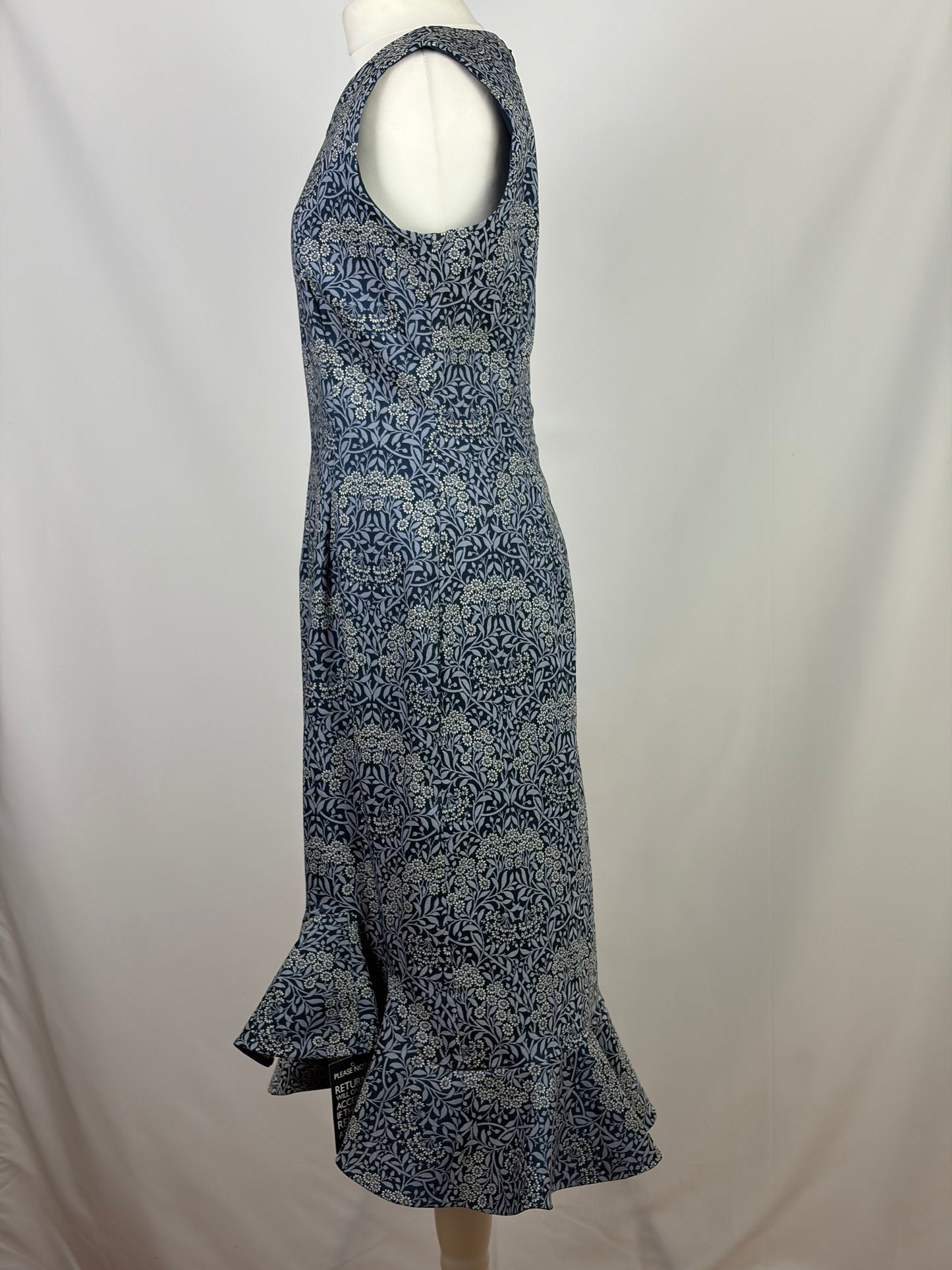 ERDEM Navy Floral Jacquard Midi Dress - 12 UK