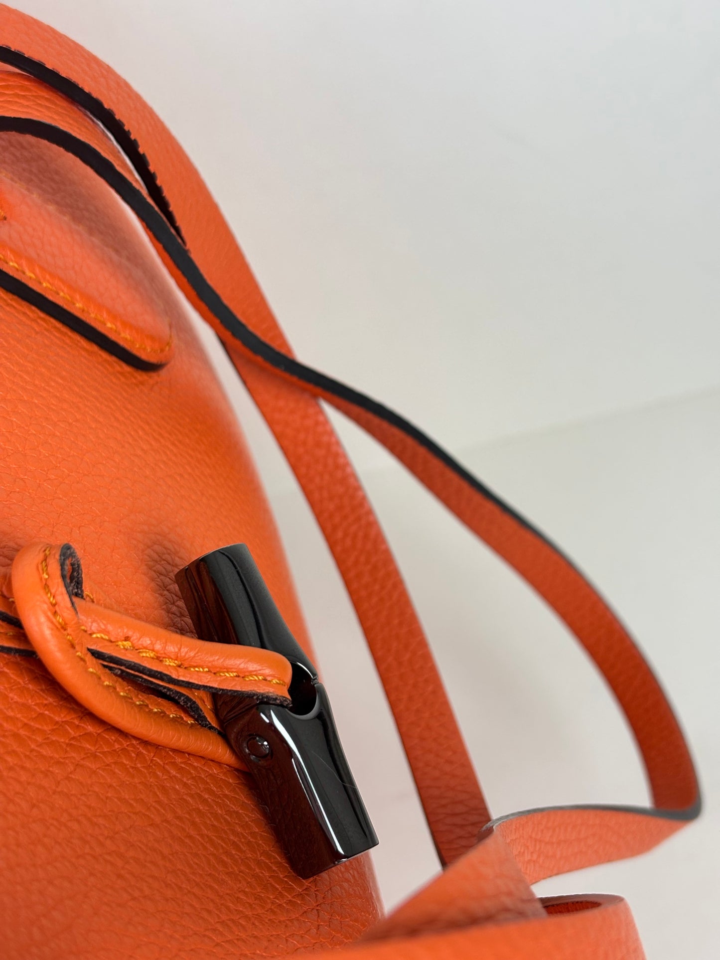 Longchamp Roseau Essential Tote Grained Leather Orange
