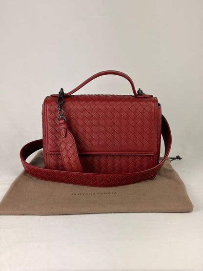 Bottega Veneta Intrecciato Crossbody Bag Burgundy Leather