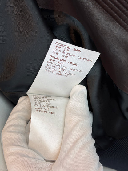 Louis Vuitton Brown Lambskin Leather Bomber Jacket - 40 IT