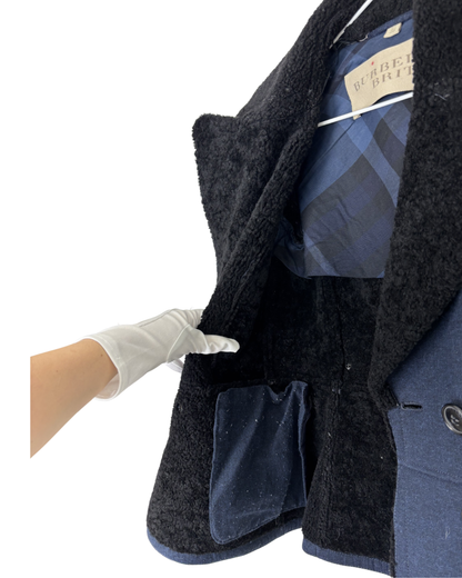 Burberry Brit Sherton Shearling Peacoat Navy Blue - 6 UK