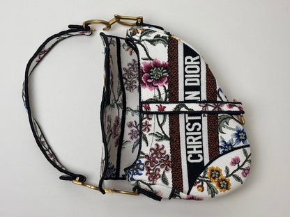 Dior Saddle Bag Multicolor Millefiori Embroidery Canvas Antique Gold Hardware