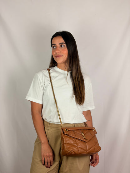 Saint Laurent Loulou puffer camel small bag