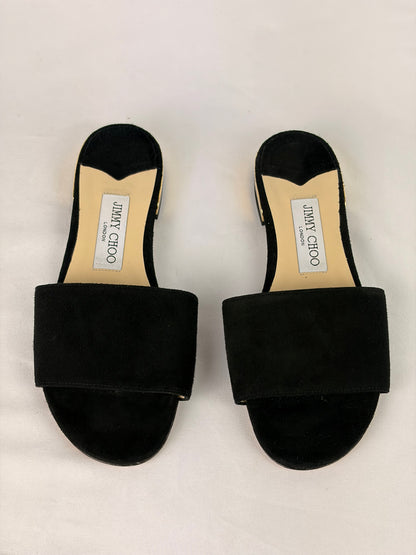 Jimmy Choo Joni Flat Slides Black Suede - 4.5 UK
