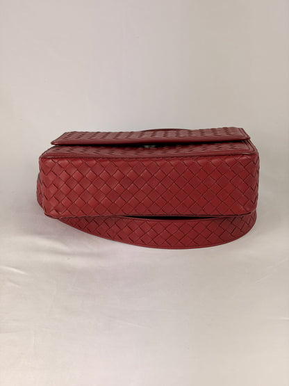 Bottega Veneta Intrecciato Crossbody Bag Burgundy Leather