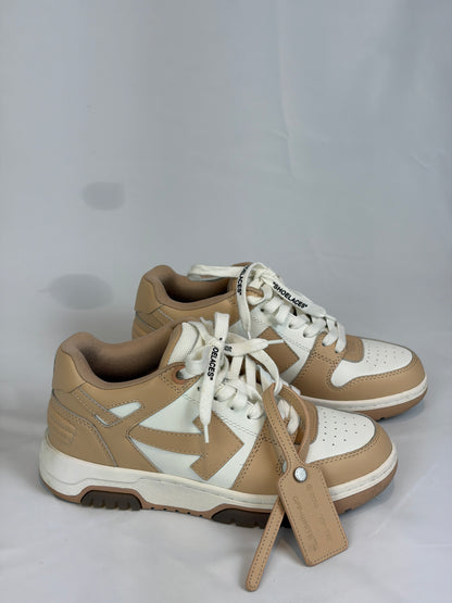 Off-White Out of Office Beige and White Leather Sneakers - 4 UK