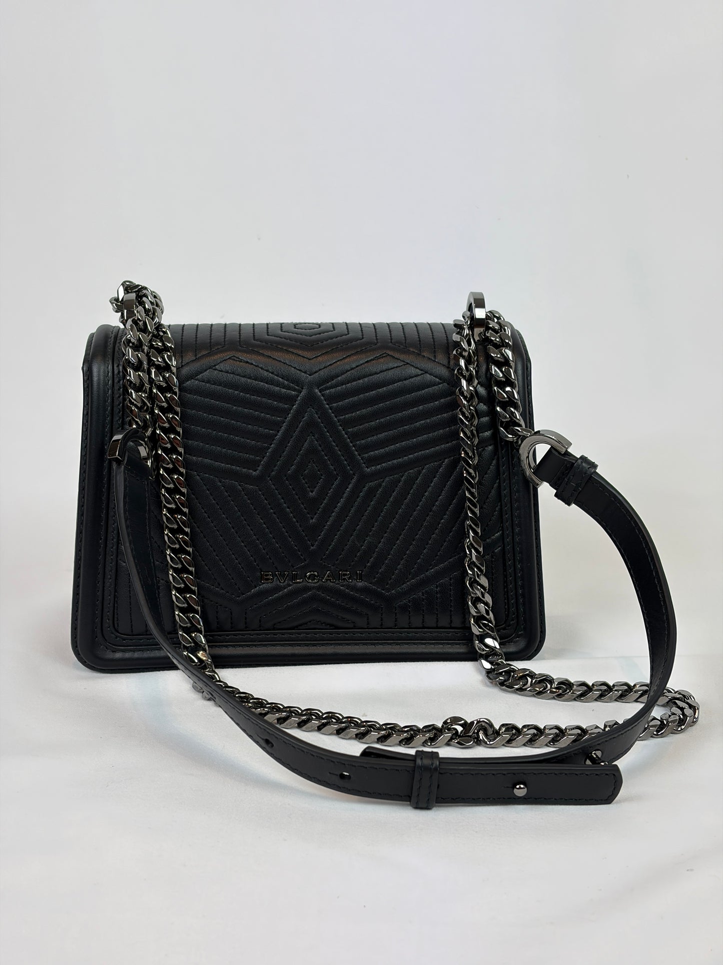 Bvlgari Serpenti Forever Diamond Blast Quilted Leather Shoulder Bag - black