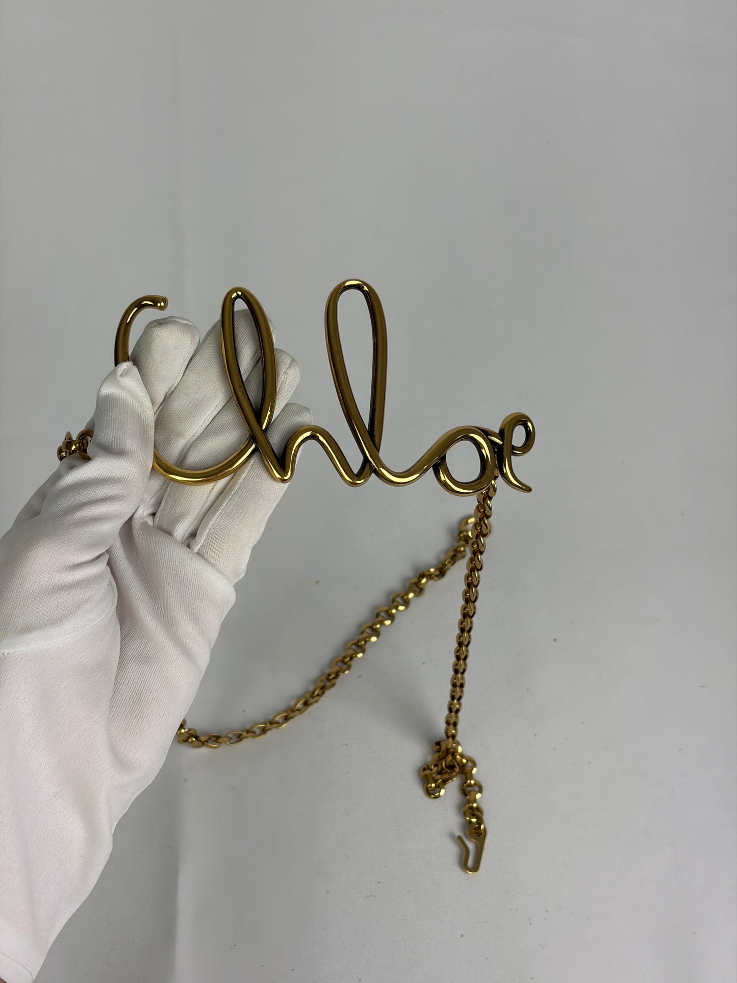Chloé Gold-Tone Script Logo Chain Belt