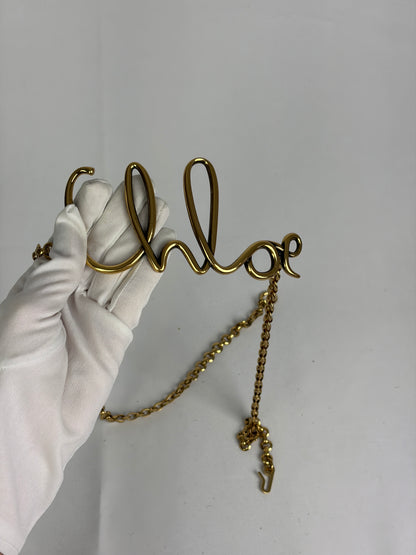 Chloé Gold-Tone Script Logo Chain Belt