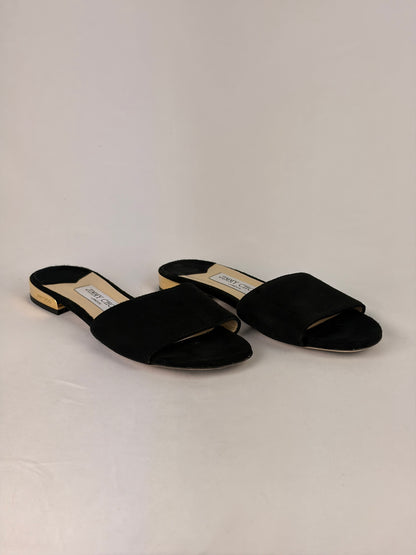 Jimmy Choo Joni Flat Slides Black Suede - 4.5 UK