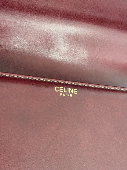 Celine Vintage Burgundy Leather Envelope Shoulder Bag