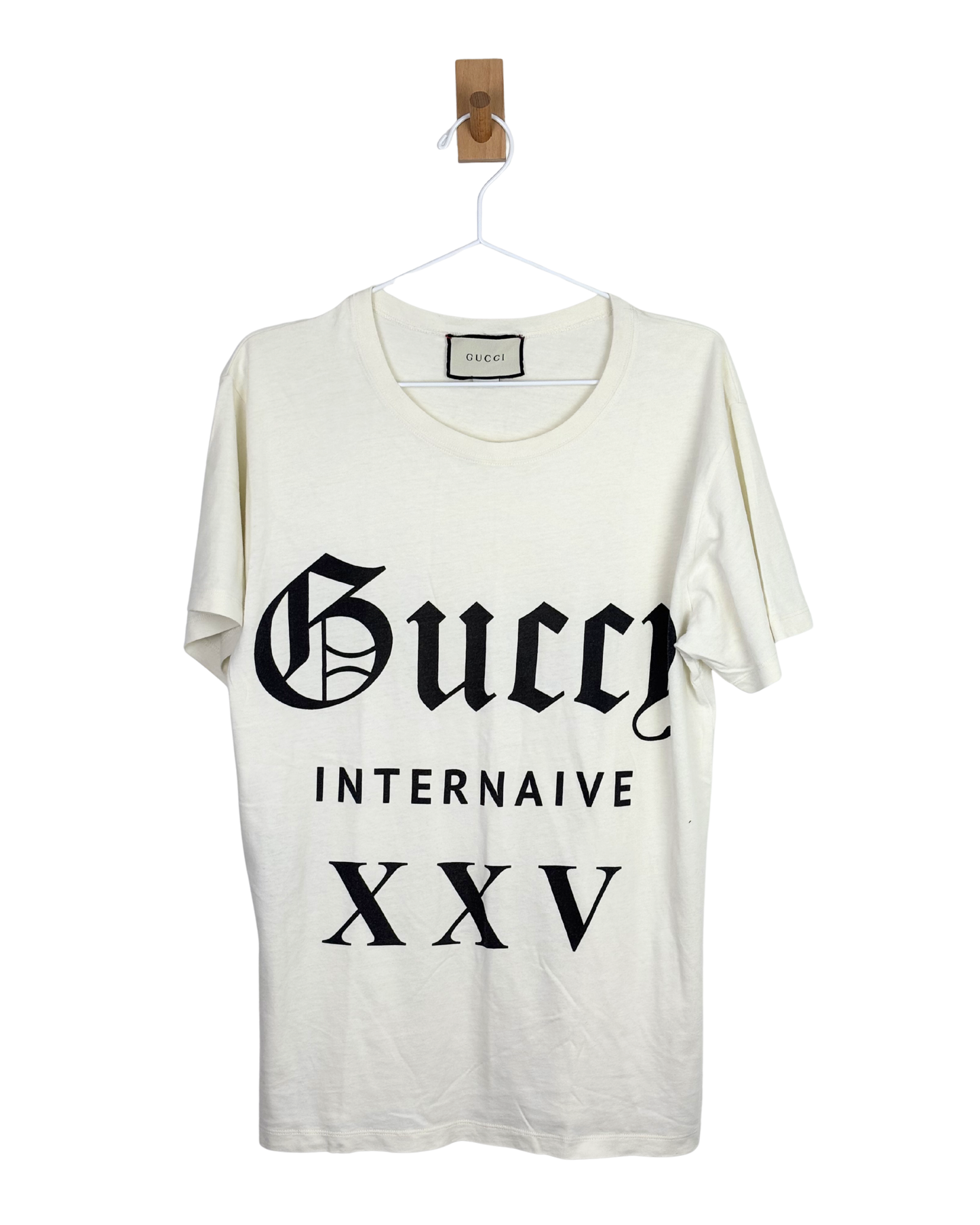 Gucci Internaive XXV Gothic Logo Cotton Jersey T-Shirt Off-White - S