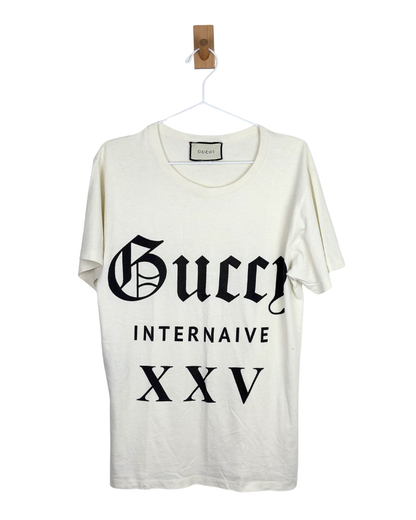 Gucci Internaive XXV Gothic Logo Cotton Jersey T-Shirt Off-White - S