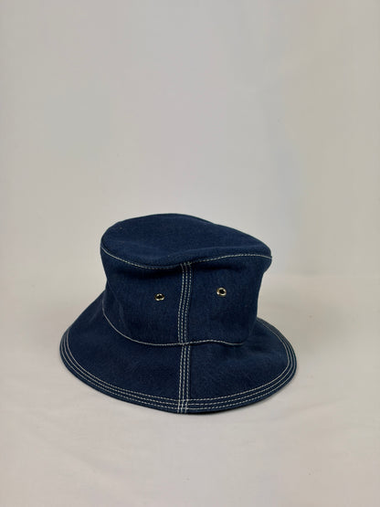 Burberry Indigo Denim Circle Logo Appliqué Bucket Hat - Size S