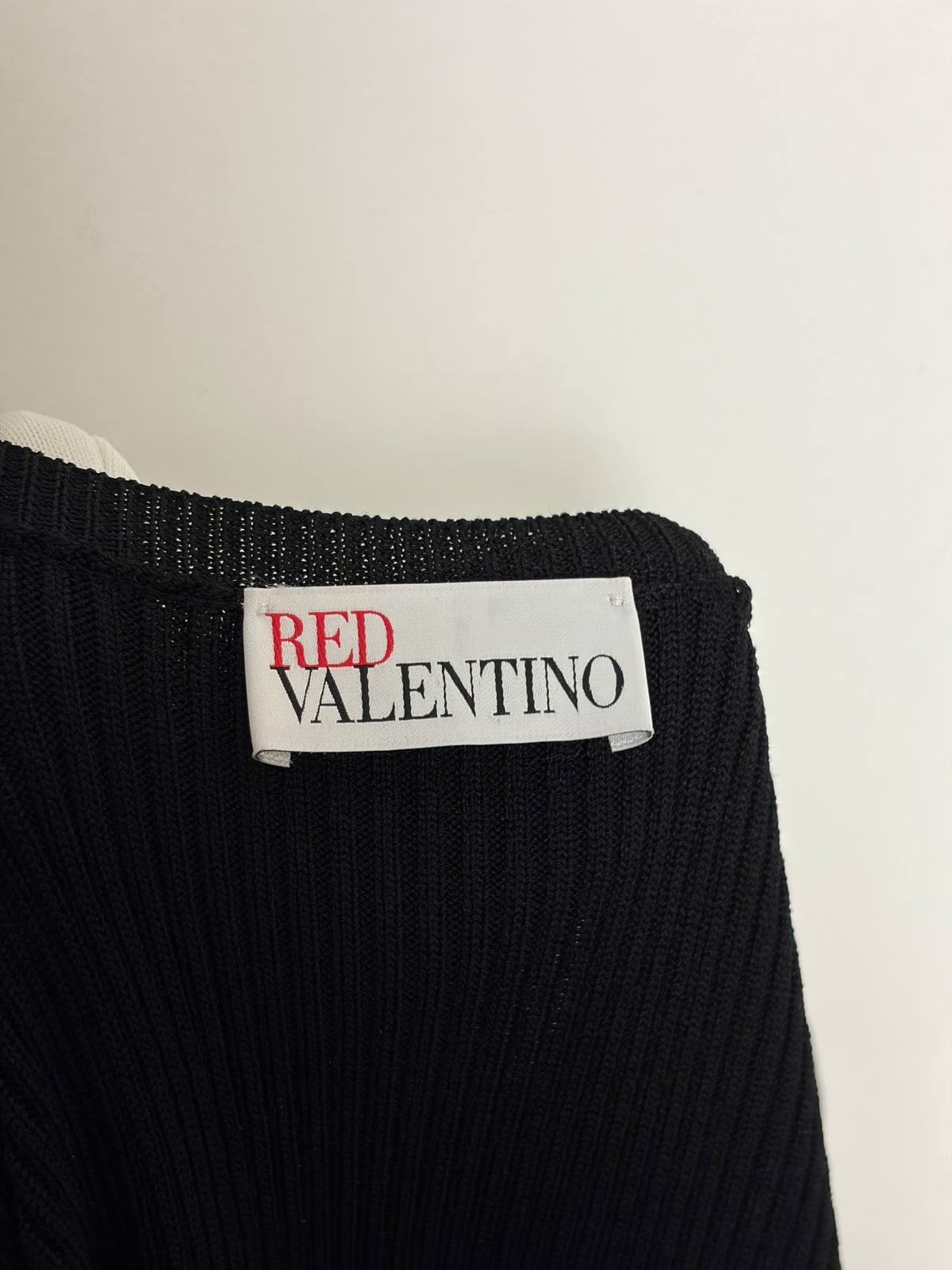 Red Valentino Black Knit Dress with Pleated Patterned Hem - XL