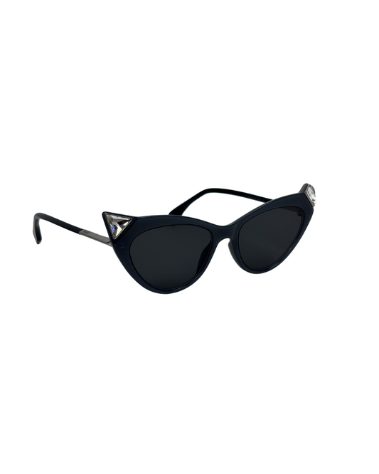Fendi Iridia Crystal-Embellished Cat-Eye Acetate Sunglasses in Navy Blue