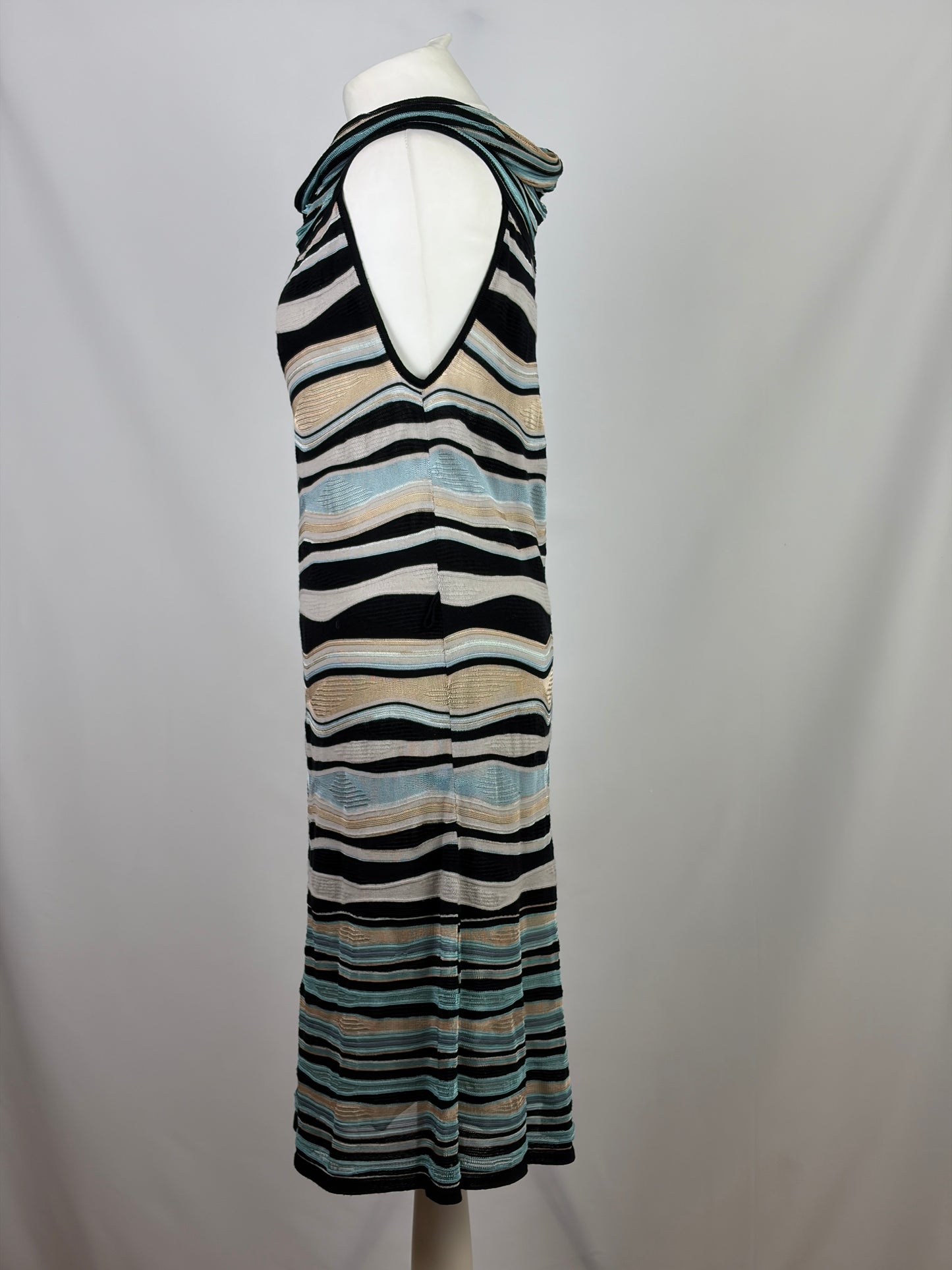 M Missoni Multicolour Stripe Sleeveless Knit Dress - 14 UK