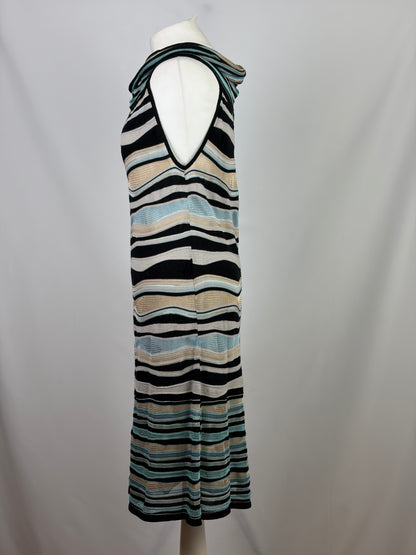 M Missoni Multicolour Stripe Sleeveless Knit Dress - 14 UK