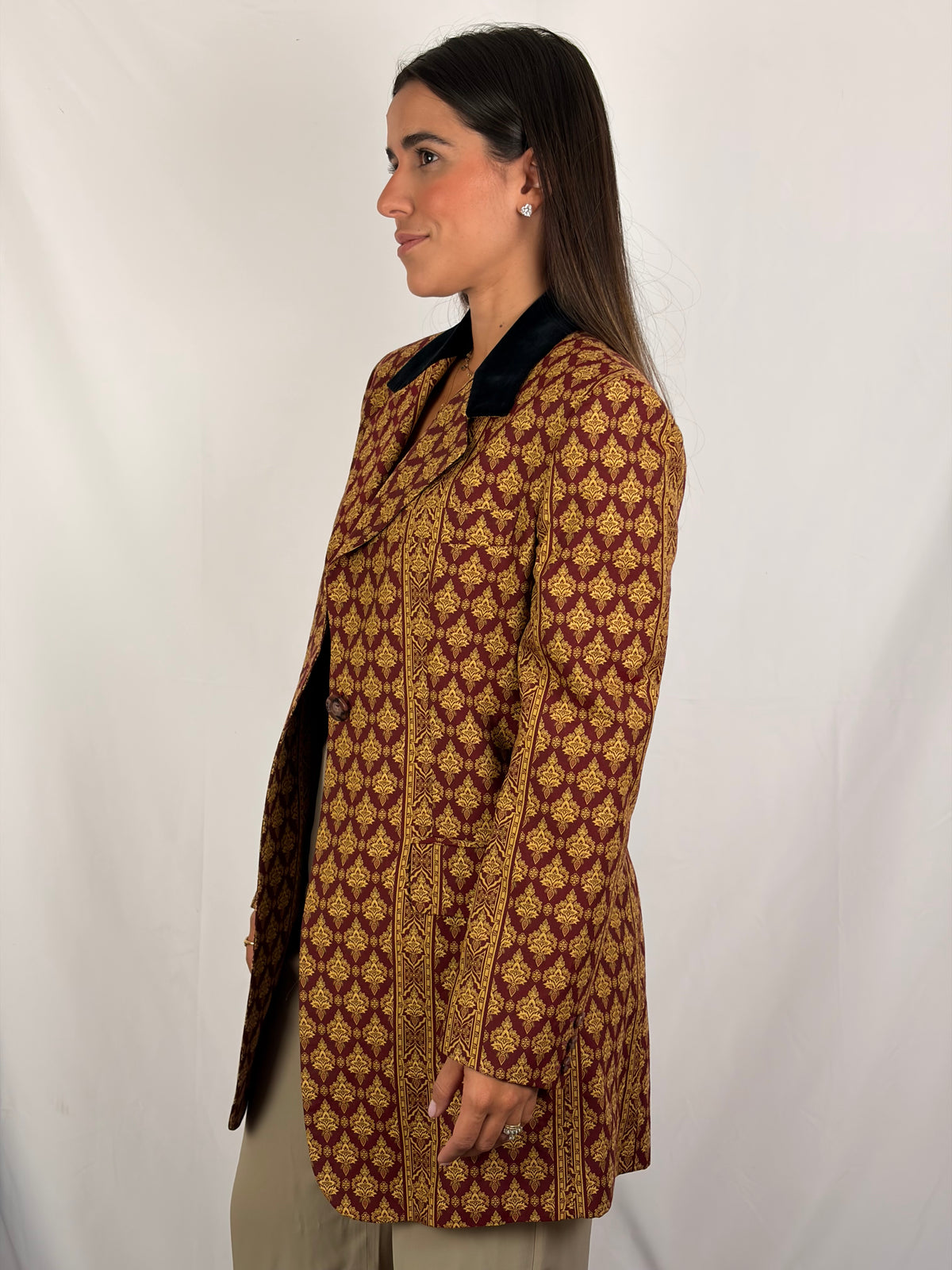 D&G by Dolce & Gabbana Baroque Brocade Blazer with Velvet Collar (vintage) - IT 46