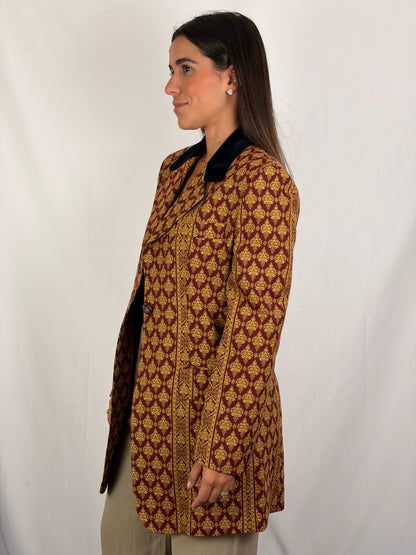 D&G by Dolce & Gabbana Baroque Brocade Blazer with Velvet Collar (vintage) - IT 46